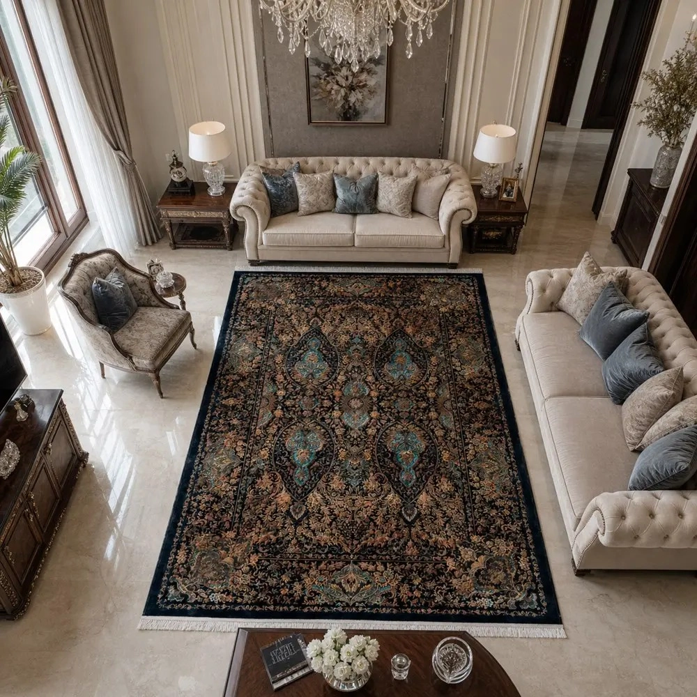 فرش ماشینی کد 25cn0330 سیاه 1200 شانه
